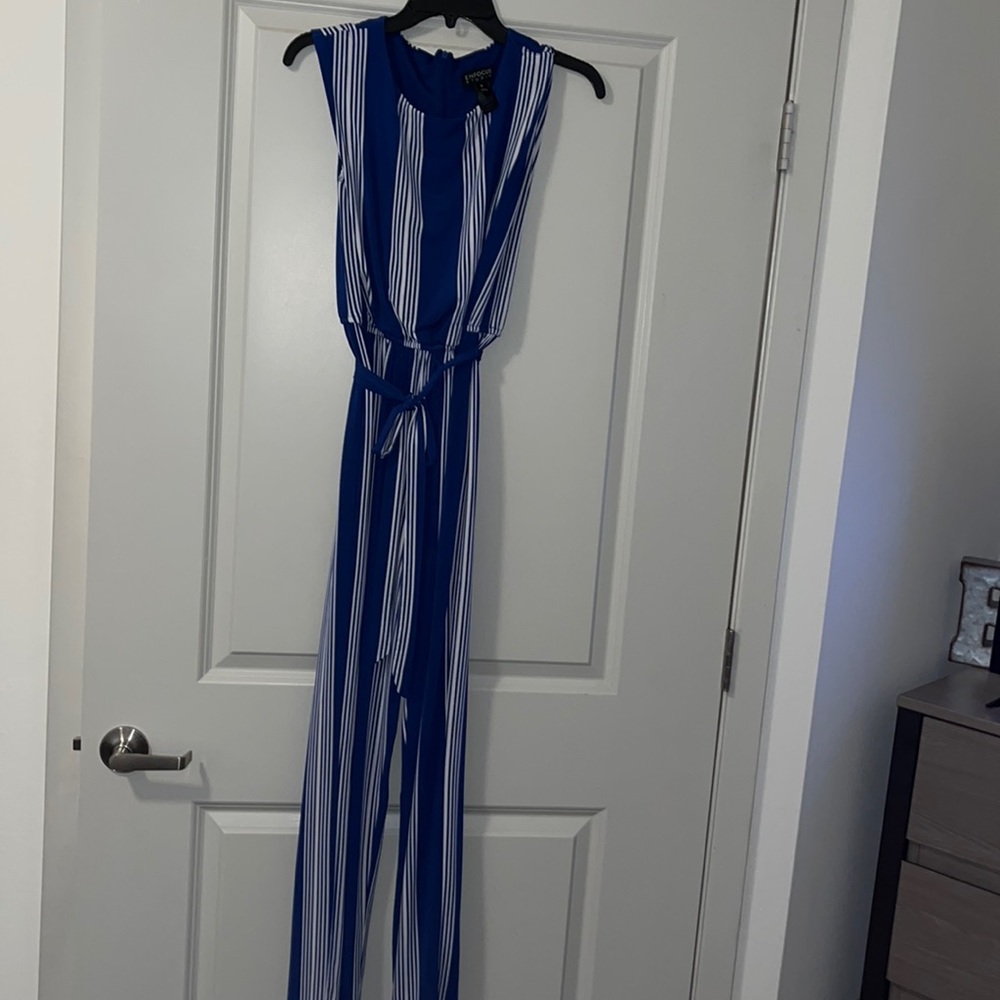 Blue pantsuit